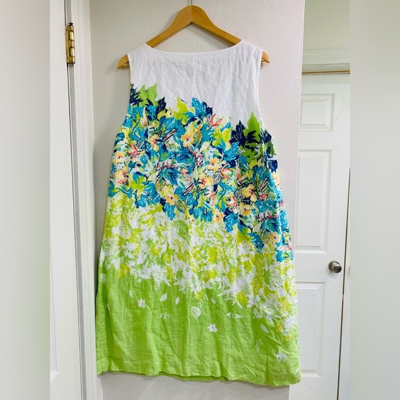 J.Jill Love Linen Multicolored Floral Print Sleeveless Lined Dress Size XL - Picture 6 of 6